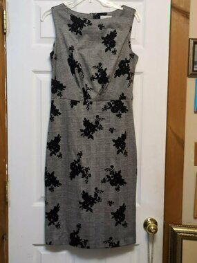 Label by 5 Twelve Plaid Pencil Dress Sz Med Velvet Burnout Flocking Sleeveless